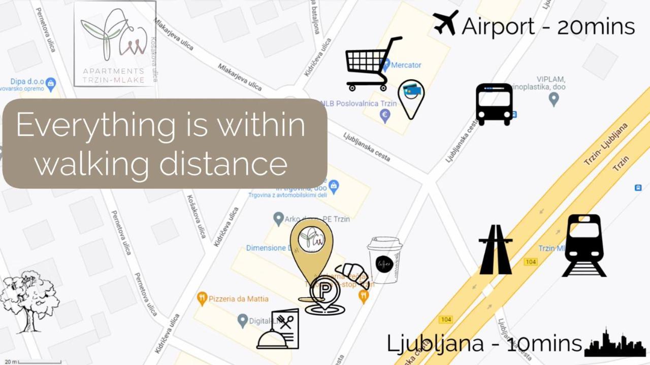 Apartments Trzin-Mlake W Free Parking Екстер'єр фото